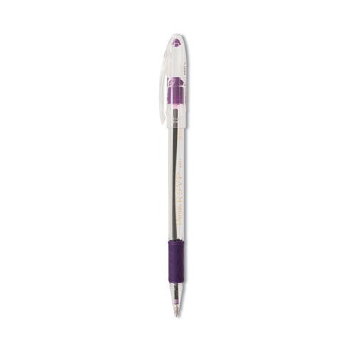 R.S.V.P. Ballpoint Pen, Stick, Medium 1 mm, Violet Ink, Clear/Violet Barrel, Dozen