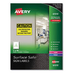 Surface Safe Removable Label Safety Signs, Inkjet/Laser Printers, 7 x 10, White, 15/Pack