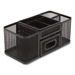 Seven Compartment Wire Mesh Accessory Holder, 4.45 x 9.33 x 3.86, Black