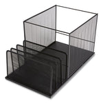 Wire Mesh Combination Organizer, Incline Sorter/Hanging File, 4 Sections, Letter-Size, 11.81 x 20.28 x 11.81, Matte Black
