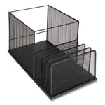 Wire Mesh Combination Organizer, Incline Sorter/Hanging File, 4 Sections, Letter-Size, 11.81 x 20.28 x 11.81, Matte Black