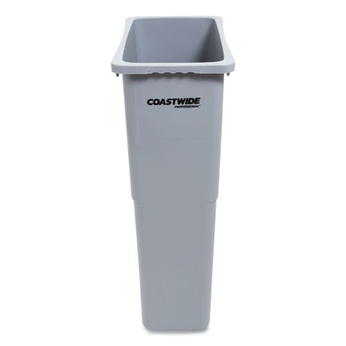 Slim Open Top Trash Can, 23 gal, Plastic, Gray