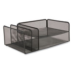 Wire Mesh Combination Organizer, Vertical/Horizontal, 4 Sections, Letter-Size, 11.2 x 17.4 x 6.54, Matte Black