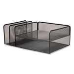 Wire Mesh Combination Organizer, Vertical/Horizontal, 4 Sections, Letter-Size, 11.2 x 17.4 x 6.54, Matte Black