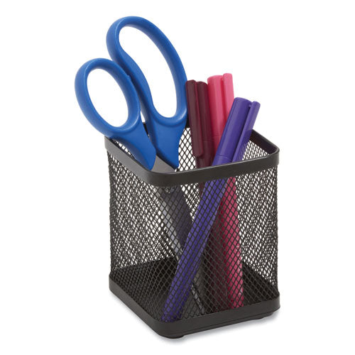 Wire Mesh Pencil Holder, 3.46 x 3.46 x 4.33, Black