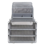All-in-One Wire Mesh Organizer, 10 Sections, Letter-Size, 11.61 x 13.11 x 8.86, Silver