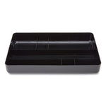 Deep Plastic Drawer Organizer, Seven Compartment, 9.13 x 14.13 x 2.04, Black