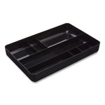 Deep Plastic Drawer Organizer, Seven Compartment, 9.13 x 14.13 x 2.04, Black