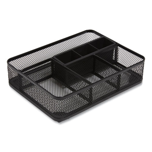 Mesh Drawer Organizer, Seven Compartment, 9.76 x 7.48 x 2.68, Black