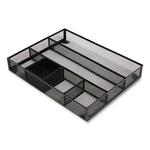 Mesh Drawer Organizer, Six Compartment, 15.43 x 12.2 x 2.68, Black