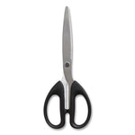 Ambidextrous Stainless Steel Scissors, 8" Long, 3.86" Cut Length, Black Straight Symmetrical Handle, 2/Pack