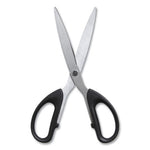 Ambidextrous Stainless Steel Scissors, 8" Long, 3.86" Cut Length, Black Straight Symmetrical Handle, 2/Pack