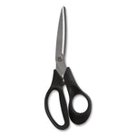Stainless Steel Scissors, 8" Long, 3.58" Cut Length, Black Offset Handle