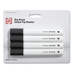Dry Erase Marker, Tank-Style, Medium Chisel Tip, Black, 4/Pack
