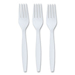 Heavyweight Plastic Cutlery, Fork, White, 100/Pack