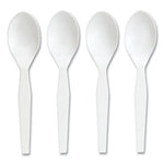 Mediumweight Plastic Cutlery, Teaspoon, White, 300/Pack