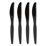 Heavyweight Plastic Cutlery, Knives, Black, 100/Pack