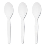 Mediumweight Plastic Cutlery, Teaspoon, White, 1,000/Pack