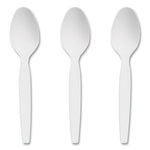 Heavyweight Plastic Cutlery, Teaspoon, White, 100/Pack