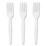 Mediumweight Plastic Cutlery, Fork, White, 1,000/Pack