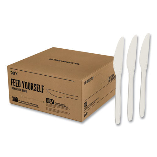 Mediumweight Plastic Cutlery, Knife, White, 300/Pack