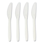 Mediumweight Plastic Cutlery, Knife, White, 300/Pack