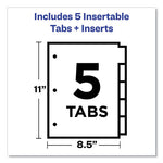 Plastic Insertable Dividers, 5-Tab, 11 x 8.5, Assorted Tabs, 1 Set