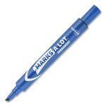 MARKS A LOT Large Desk-Style Permanent Marker, Broad Chisel Tip, Blue, Dozen (8886)