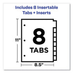 Plastic Insertable Dividers, 8-Tab, 11 x 8.5, Clear Tabs, 1 Set