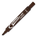 MARKS A LOT Large Desk-Style Permanent Marker, Broad Chisel Tip, Brown, Dozen (8881)