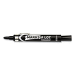 MARKS A LOT Large Desk-Style Permanent Marker with Metal Pocket Clip, Broad Bullet Tip, Black, Dozen (24878)