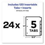 Insertable Big Tab Dividers, 5-Tab, Double-Sided Gold Edge Reinforcing, 11 x 8.5, Buff, Clear Tabs, 24 Sets