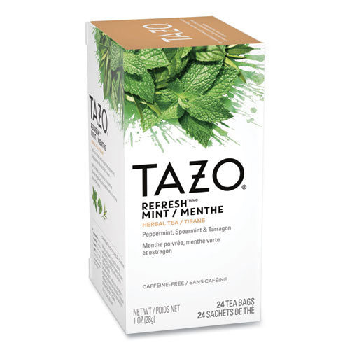 Tea Bags, Refresh Mint, 1 oz, 24/Box