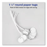 Heavyweight Stock Metal Rim Tags, 1.25" dia, White, 500/Box