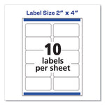 Shipping Labels w/ TrueBlock Technology, Inkjet Printers, 2 x 4, White, 10/Sheet, 10 Sheets/Pack