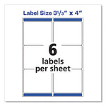 Shipping Labels w/ TrueBlock Technology, Inkjet Printers, 3.33 x 4, White, 6/Sheet, 25 Sheets/Pack