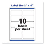 Shipping Labels w/ TrueBlock Technology, Inkjet Printers, 2 x 4, White, 10/Sheet, 100 Sheets/Box