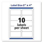 Shipping Labels w/ TrueBlock Technology, Inkjet/Laser Printers, 2 x 4, White, 10/Sheet, 500 Sheets/Carton