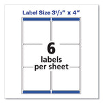 Shipping Labels w/ TrueBlock Technology, Laser Printers, 3.33 x 4, White, 6/Sheet, 25 Sheets/Pack