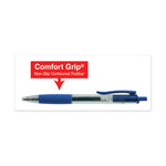 Comfort Grip Gel Pen, Retractable, Medium 0.7 mm, Blue Ink, Clear/Blue Barrel, Dozen