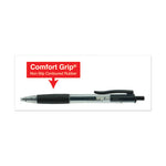 Comfort Grip Gel Pen, Retractable, Medium 0.7 mm, Black Ink, Clear/Black Barrel, Dozen