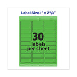 High-Visibility Permanent Laser ID Labels, 1 x 2.63, Neon Green, 750/Pack