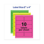 High-Vis Removable Laser/Inkjet ID Labels, 2 x 4, Asst. Neon, 120/Pack