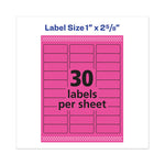 High-Visibility Permanent Laser ID Labels, 1 x 2.63, Neon Magenta, 750/Pack