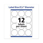 Permanent Laser Print-to-the-Edge ID Labels w/SureFeed, 2 1/2"dia, White, 300/PK