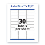 Waterproof Address Labels with TrueBlock and Sure Feed, Laser Printers, 1 x 2.63, White, 30/Sheet, 50 Sheets/Pack