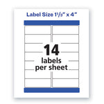 Waterproof Address Labels with TrueBlock and Sure Feed, Laser Printers, 1.33 x 4, White, 14/Sheet, 50 Sheets/Pack