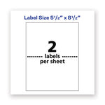 Waterproof Shipping Labels with TrueBlock Technology, Laser Printers, 5.5 x 8.5, White, 2/Sheet, 500 Sheets/Box