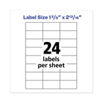 Copier Mailing Labels, Copiers, 1.38 x 2.81, White, 24/Sheet, 100 Sheets/Box