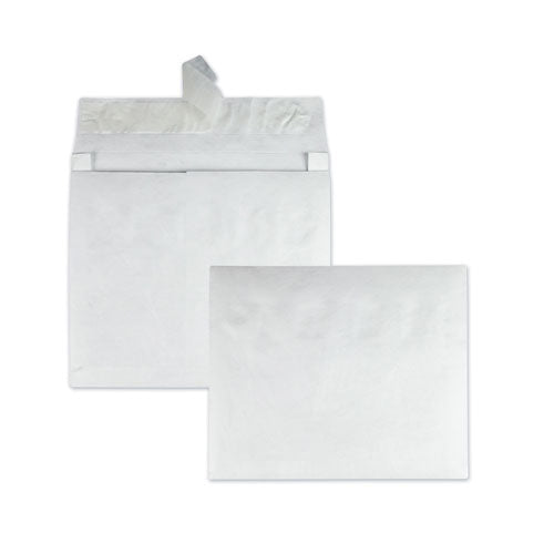 Lightweight 14 lb Tyvek Open End Expansion Mailers, #15 1/2, Square Flap, Redi-Strip Adhesive Closure, 12 x 16, White, 100/CT